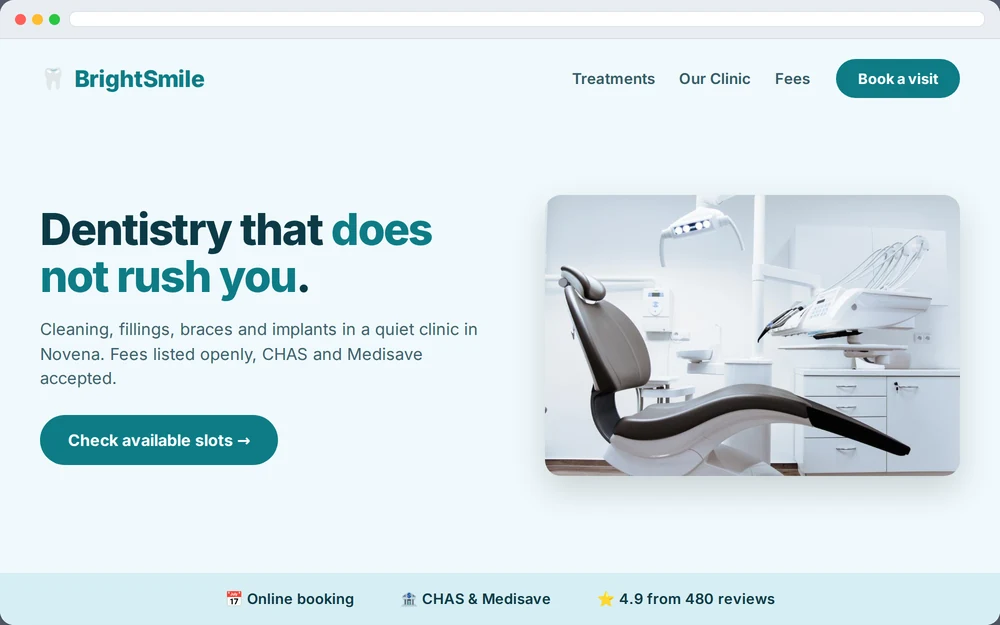 Sample website design for a Singapore clinic and healthcare business