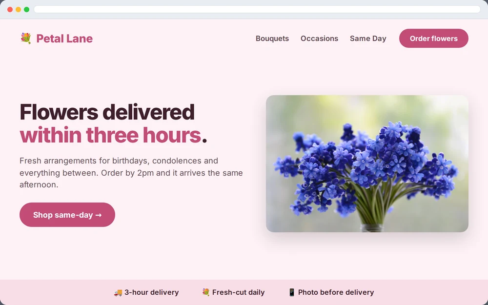 Sample website design for a Singapore florist and gifting business